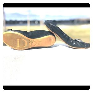 Vintage Dior black leather ballet flats
